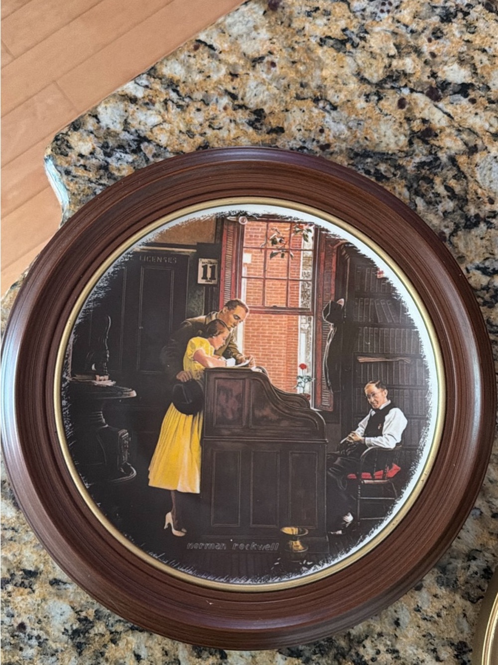 Gorham Framed Wall Art - Brown Frame with Yellow Dress Accent